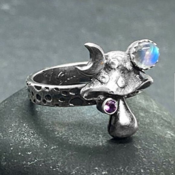 ๐ Moon 'N Mushroom ๐ Psychedelic Ring - Picture 3 of 5